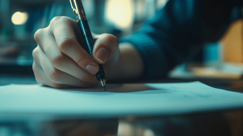 A Close-Up Image of A Person Writing with A Pen on A Sheet of Paper, Symbolizing the Process of Following up On a Car Accident Claim