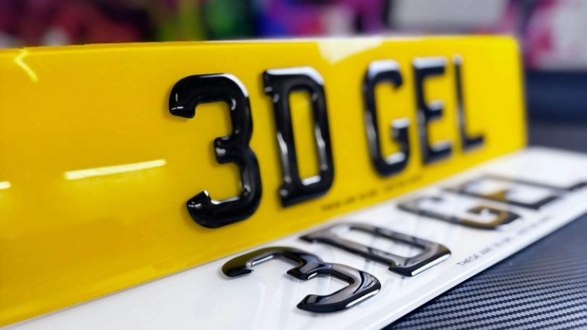 Close-Up of 3D Gel Plates Created Using an Online Number Plate Maker