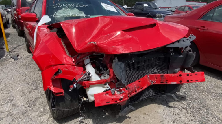 Damaged Red Dodge Hellcat