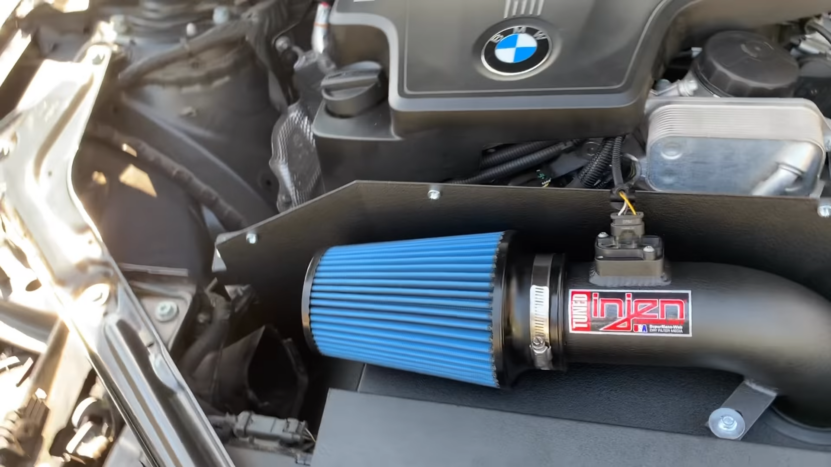 BMW Engine Bay with A Newly Installed Cold Air Intake System