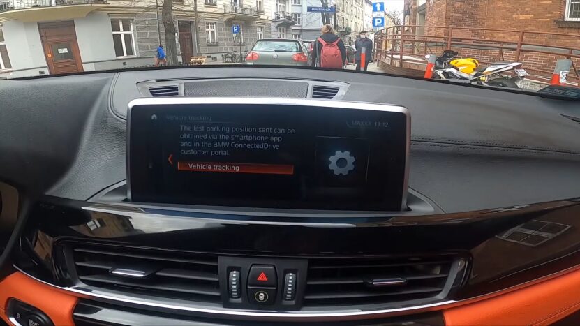 BMW Dashboard Screen Showing Vehicle Tracking Options