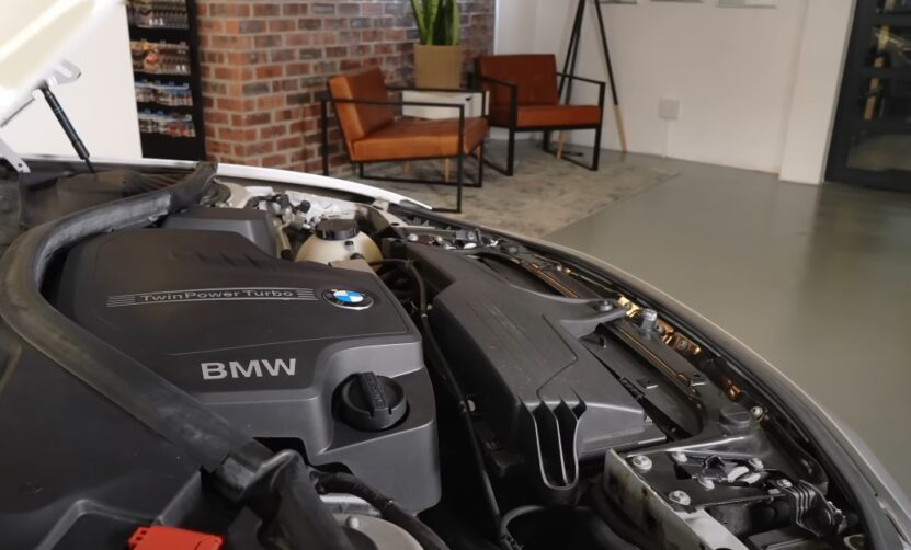 Photo showing BMW's twin-turbo engine under the hood