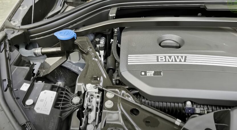 Engine under the hood of BMW X2 2025 model