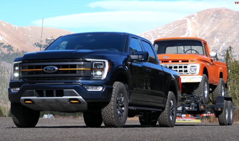 Ford F-150 towing a car